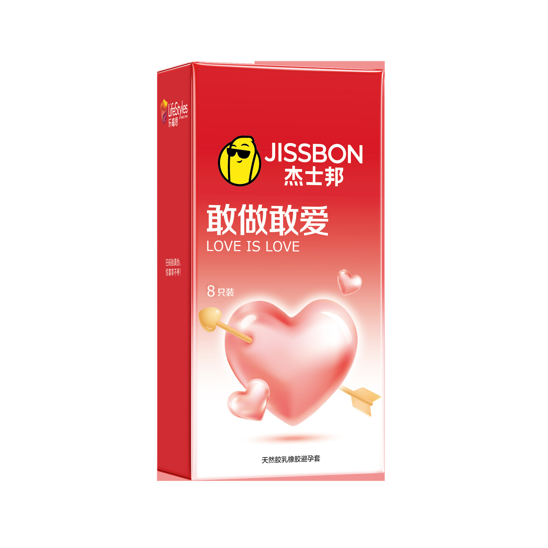 杰士邦敢做敢爱8只装-红盒