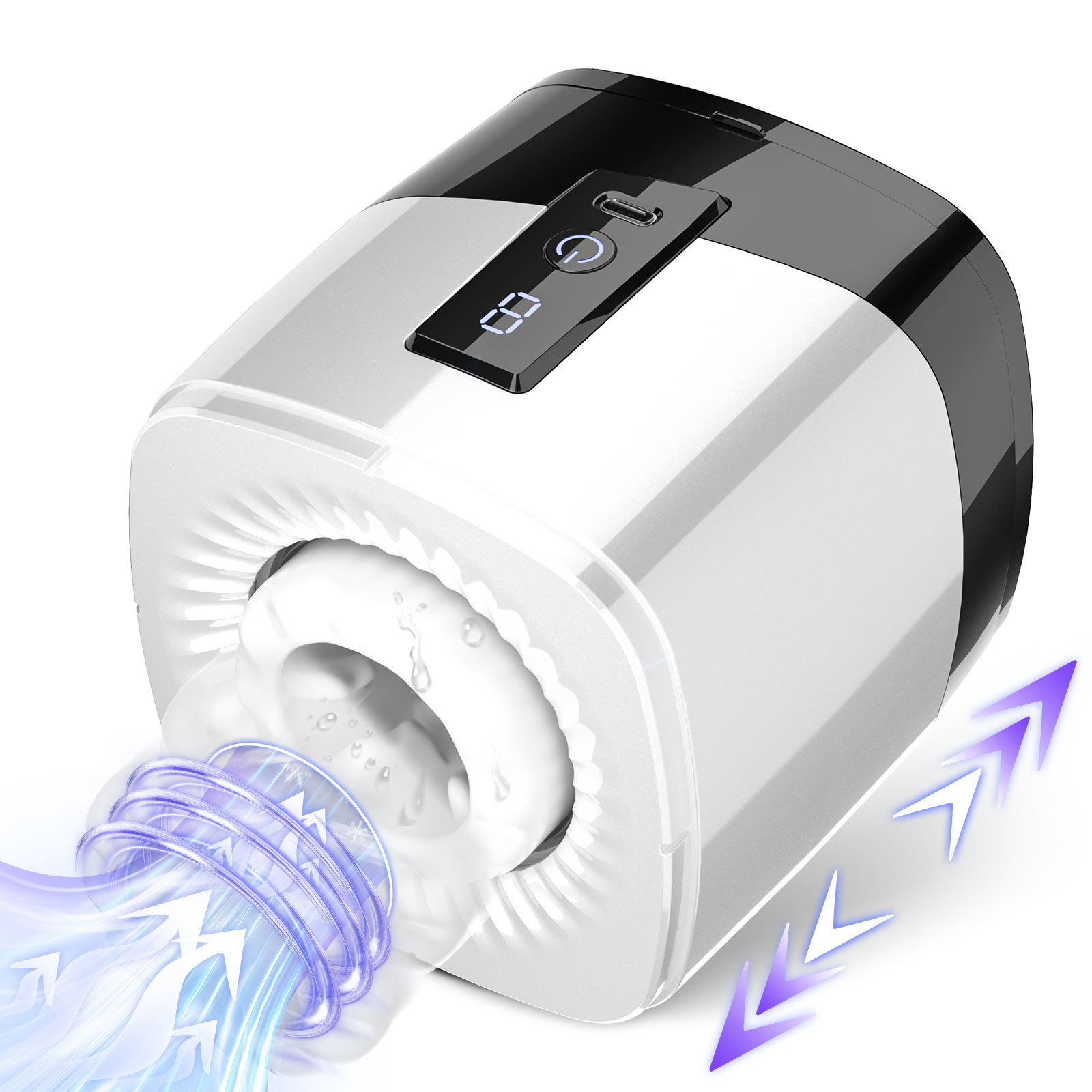 爱而乐勃茎伸缩旋转飞机杯 -黑白色