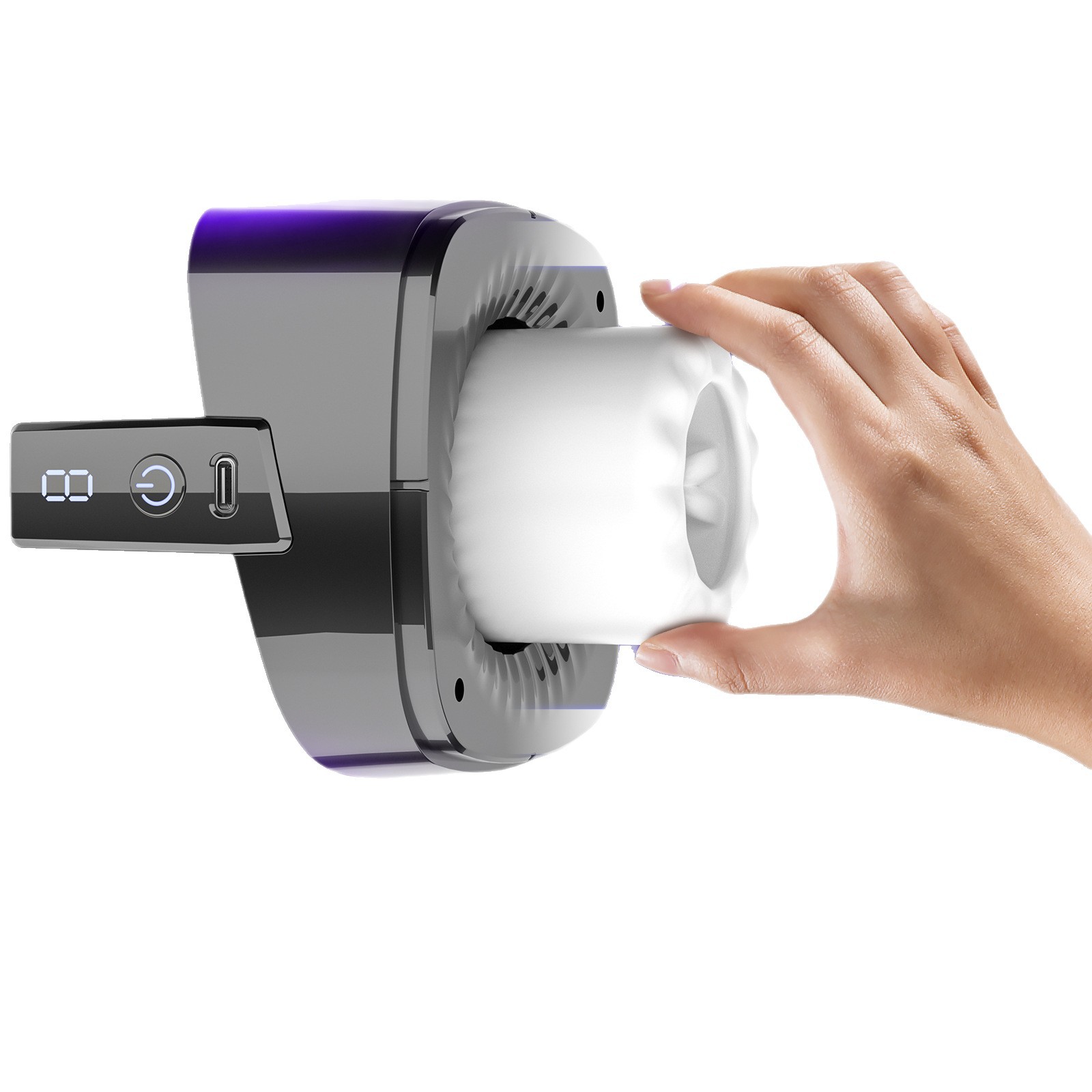 爱而乐勃茎伸缩旋转飞机杯 -黑白色